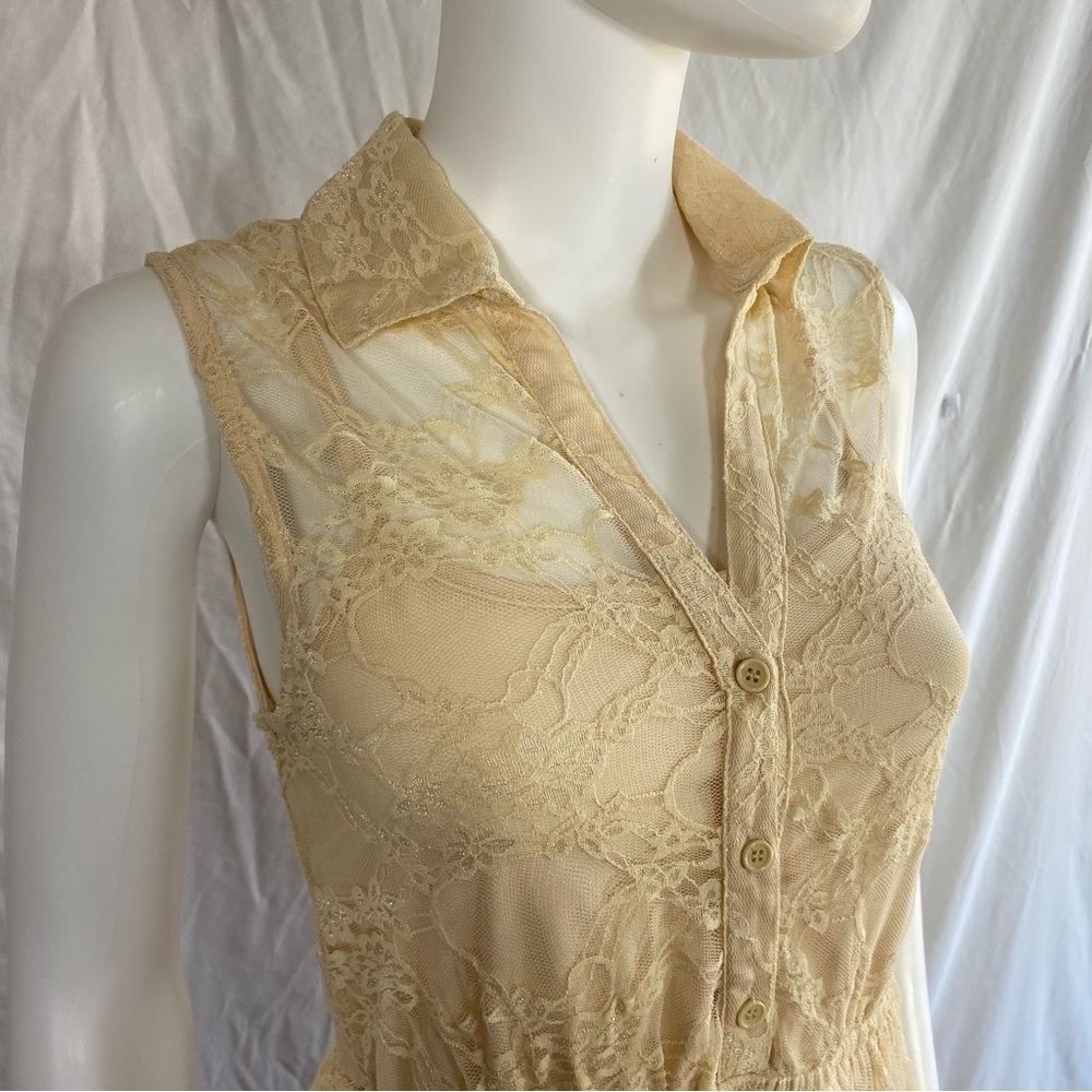 No Boundaries Khaki Lace Sleeveless Layered Dress - Picture 2 of 7